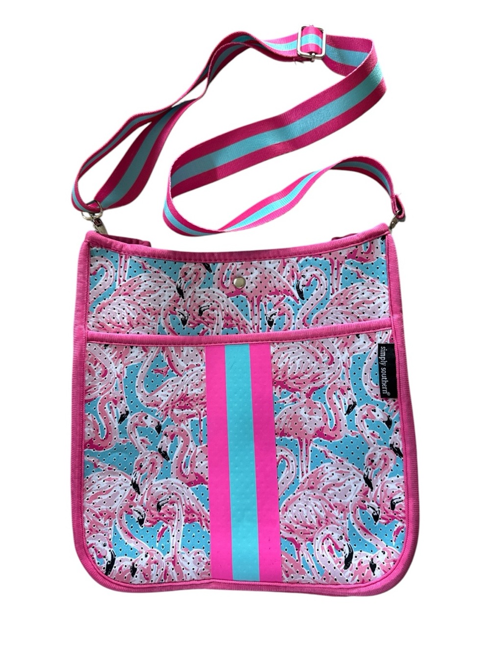Simply Southern Pink & Turquoise Flamingo Neoprene Crossbody Bay